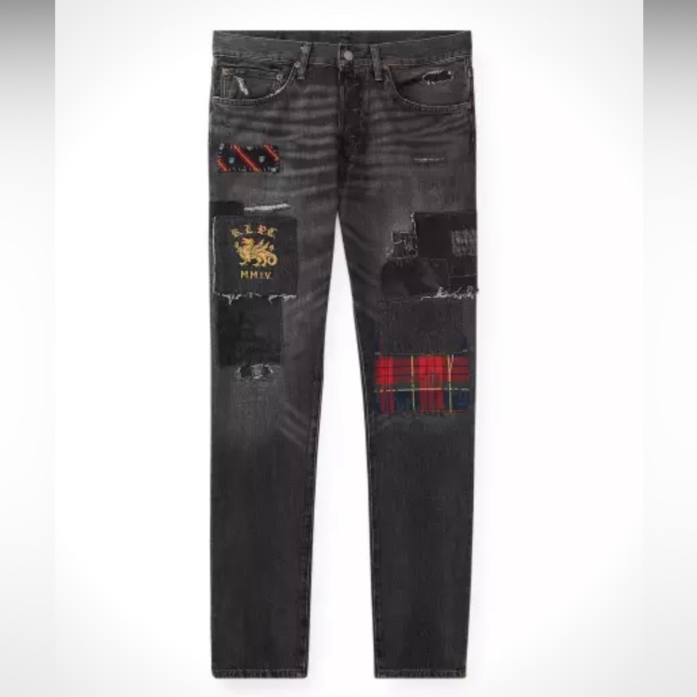 Polo Ralph Lauren Sullivan Slim Repaired Distressed Patchwork Jeans NWT